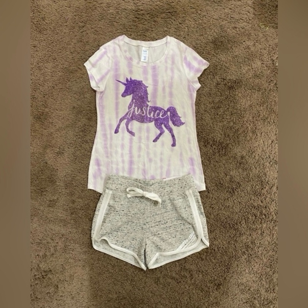Girls Justice Purple Glitter Unicorn Outfit size 8/10